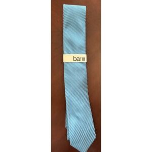 Bar III Men's 100% Silk Tie Turquoise Striped NEW